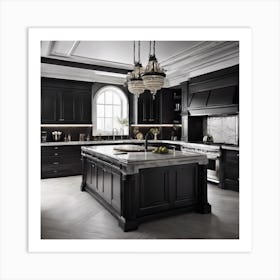 Black Kitchen Art Print