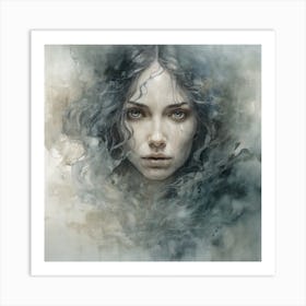 Woman With Dark Hair Art Print