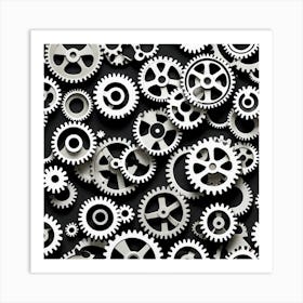 Gears On A Black Background 24 Art Print