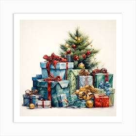 Elegant Christmas Giftbox Ilustration Series007 Art Print