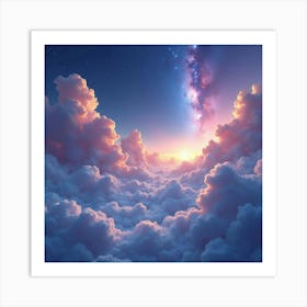 Watercolor Cosmic Clouds With Vibrant Starry Touches 1 Art Print