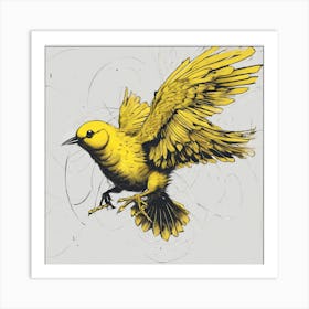 60692 A Yellow Bird Flying In Space Xl 1024 V1 0 Art Print