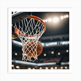 Basketball In The Hoop Art Print