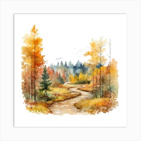 Watercolor Autumn Forest 2 Art Print