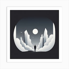 Man Walking In The Night Art Print