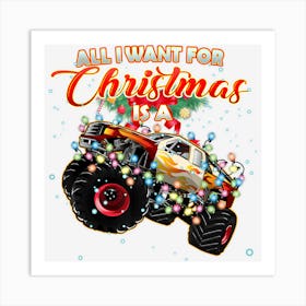 Monster Truck For Christmas Art Print