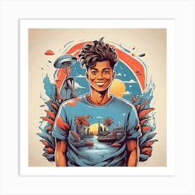 Young Man In Space Art Print