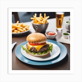 Hamburger And Fries 7 Art Print