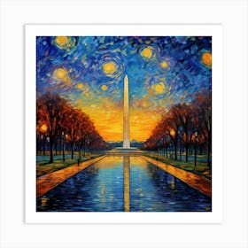 Starry Night Washington Monument Art Print