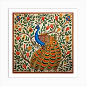 Peacock On A Tree Art Print