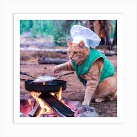 A Photo Of An Orange Cat Cooking A Fish Im7bqnq0tvelp7ovbpsn0g R8rrje36qhg3cun7gol3na Art Print