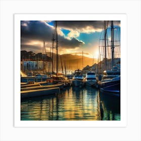 Sunset At The Marina 2 Art Print