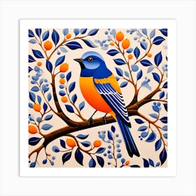 Talavera Pottery Mexico, Bird On a Branch, folk art, 119 Art Print