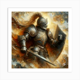 Knight In Full Battle Armor Art Print