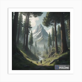 Man Walking Through A Forest Art Print