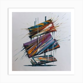 A group of paintings falling on top of each other 7 Art Print