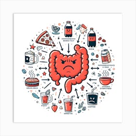 Health Gut Health Intestines Colon Body Liver Human Lung Junk Food Pizza Art Print