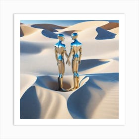 Two Robots In The Desert 1 Art Print