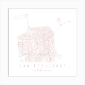 San Francisco California Light Pink Minimal Street Map Square Art Print