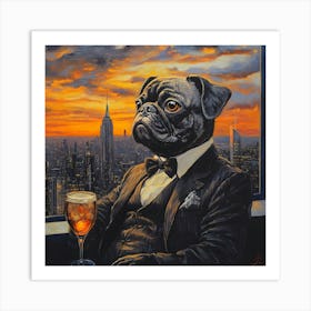 Gentleman Pug At Nyc Rooftop Bar 1 Art Print