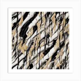Black And Gold Marble Art Print