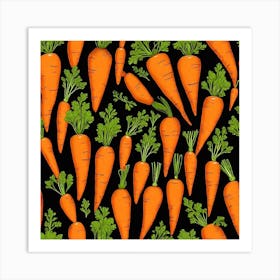 Carrots On A Black Background 6 Art Print