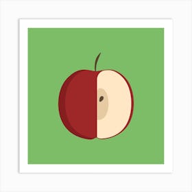 Red Half Apple Icon In Flat Design Art Print