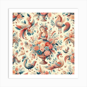 Slavic Floral Pattern Art Print