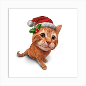 Santa Cat Art Print