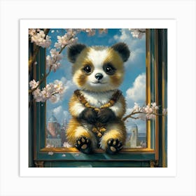 Panda Bear In The Window Art Print