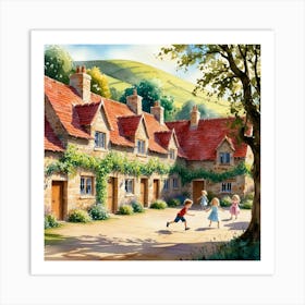 Cottages In The Village 1 Art Print