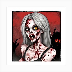 Zombie Girl Art Print