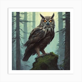 Owl In The Forest 95 Art Print