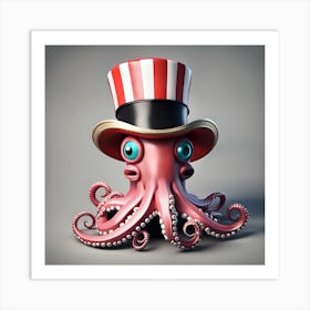 Nursery Room Adorable Octopus Circus Ringmaster Art Print