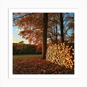 Stacked Firewood Logs Exhibit Rich Natural Wood Textures Capturing The Essence Of A Chilly Autumn E Art Print