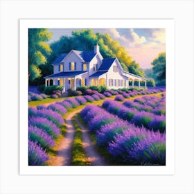 Tranquil Haven Lavender Fields And White House (4) 1 Art Print