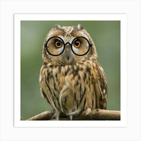 Owl With Glasses Art Print