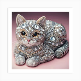 Cat With Diamonds 2 Art Print