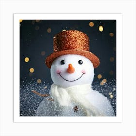 Firefly Cheerful Snowman Peeking With Festive Sparkles 18042 (2) Art Print