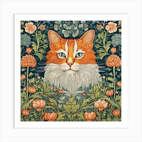 Cat In Flowers Art Print