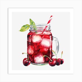 Cherry Juice In A Mason Jar Art Print