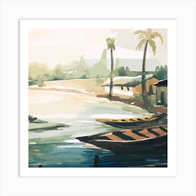 Watercolor Of A Village Art Print