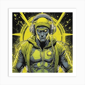 Cosmic Man With Headphones 1 Art Print