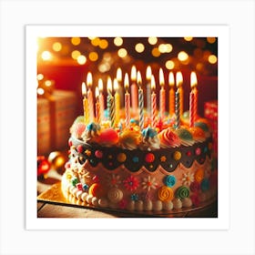 Birthday Cake With Candles 1 Art Print