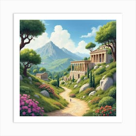 Watercolor The Lush Landscapes And Mythical Realms Of Ancient Greece In Rich, Vibrant Settings 1 Art Print