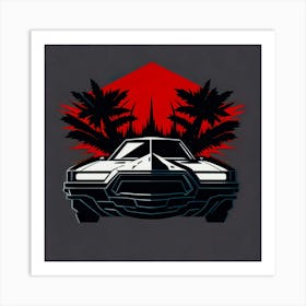 Car Red Artwork Of Graphic Design Flat (276) Art Print