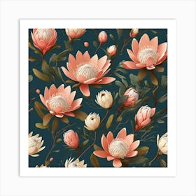 Flowers of Protea, Vector art Art Print