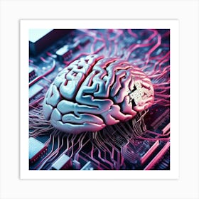 Brain On A Circuit Board 14 Art Print