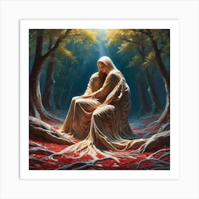 Woman In The Woods 20 Art Print