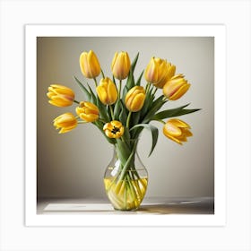 Yellow Tulips In A Vase Art Print